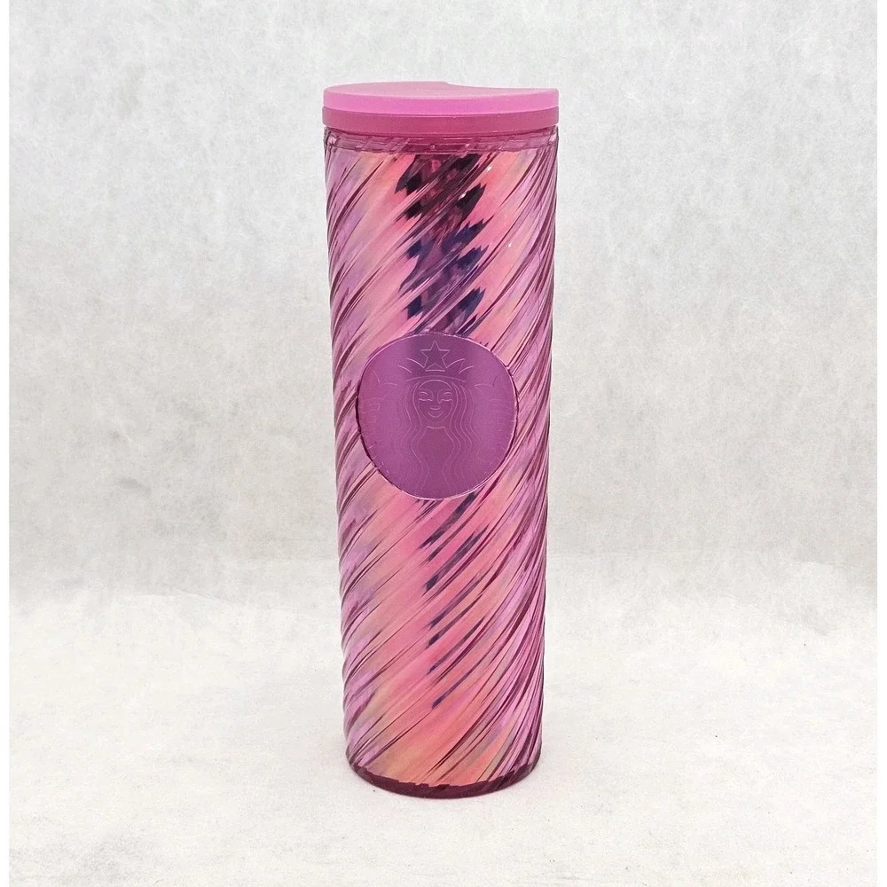 Starbucks 2022 Christmas Holiday Sangria Pink Spiral Textured Tumbler 16oz Cup